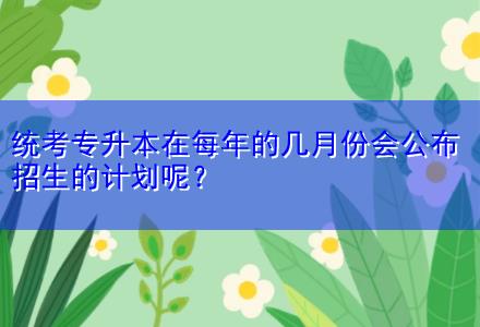 統(tǒng)考專升本在每年的幾月份會公布招生的計劃呢？