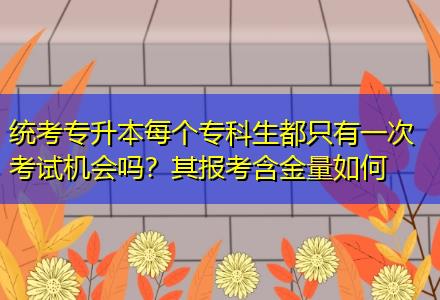 統(tǒng)考專升本每個(gè)?？粕贾挥幸淮慰荚嚈C(jī)會(huì)嗎？其報(bào)考含金量如何