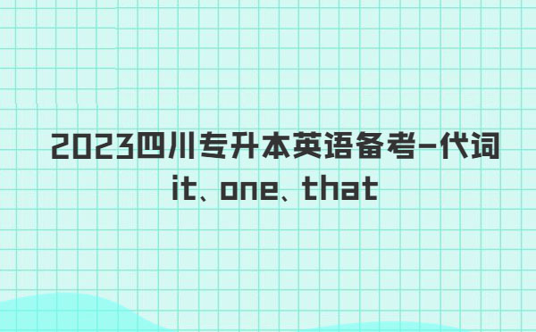 2023四川專升本英語備考-代詞it、one、that