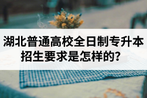 湖北普通高校全日制專升本招生要求是怎樣的？