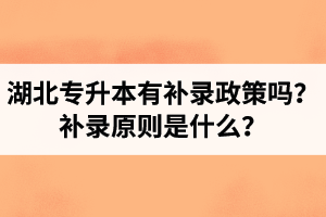 湖北專升本有補(bǔ)錄政策嗎？補(bǔ)錄原則是什么？