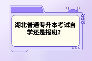 湖北普通專升本考試自學(xué)還是報(bào)班？