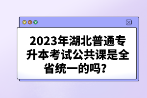 2023年湖北普通專升本考試公共課是全省統(tǒng)一的嗎？