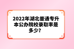 2022年湖北普通專升本公辦院校錄取率是多少？