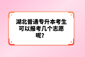 湖北普通專升本考生可以報(bào)考幾個(gè)志愿呢？