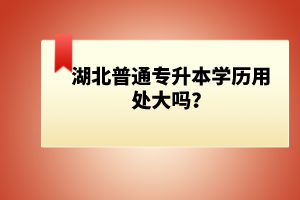 湖北普通專升本學(xué)歷用處大嗎？