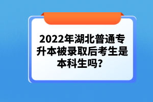 2022年湖北普通專升本被錄取后考生是本科生嗎？