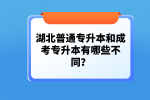 湖北普通專升本和成考專升本有哪些不同？