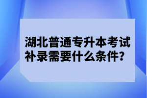 湖北普通專升本考試補(bǔ)錄需要什么條件？