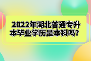 2022年湖北普通專升本畢業(yè)學(xué)歷是本科嗎？