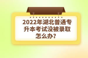 2022年湖北普通專升本考試沒被錄取怎么辦？