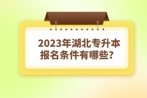 2023年湖北專升本報名條件有哪些？