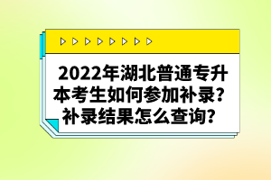 2022年湖北普通專升本考生如何參加補(bǔ)錄？補(bǔ)錄結(jié)果怎么查詢？