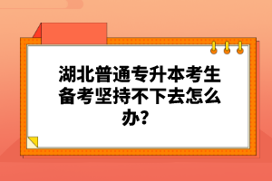 湖北普通專升本考生備考堅持不下去怎么辦？