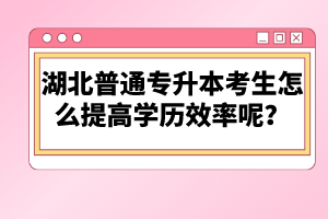 湖北普通專升本考生怎么提高學歷效率呢？