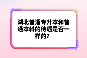 湖北普通專升本和普通本科的待遇是否一樣的？