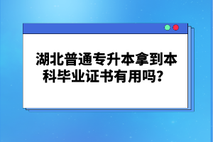 湖北普通專升本拿到本科畢業(yè)證書有用嗎？