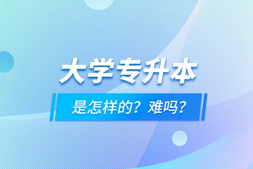 大學(xué)專升本是怎樣的？難嗎？