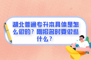 湖北普通專升本具體是怎么做的？剛報(bào)名時(shí)要做些什么？