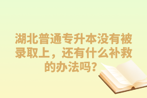 湖北普通專升本沒(méi)有被錄取上，還有什么補(bǔ)救的辦法嗎？