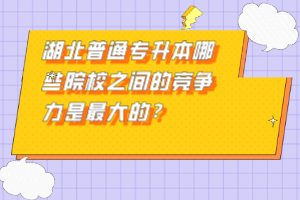 湖北普通專升本哪些院校之間的競爭力是最大的？