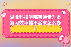 湖北科技學院普通專升本復習效率提不起來怎么辦？